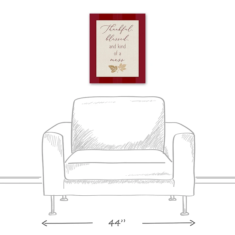 Thankful Blessed Mess Leaves Canvas Wall Art