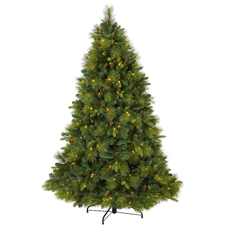 6.5ft. Pre-Lit North Carolina Mixed Pine Artificial Christmas Tree, Warm White LED Lights