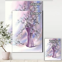 Designart - Pussy Willow Branches In Violet Glass Vase