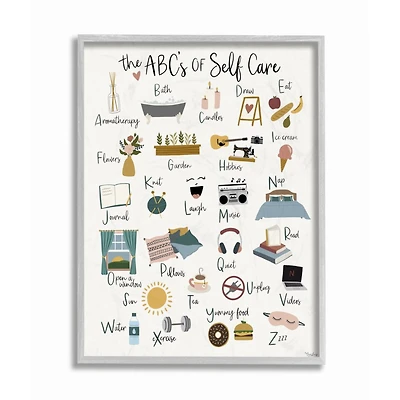 Stupell Industries ABCs of Self Care Wall Accent with Gray Frame