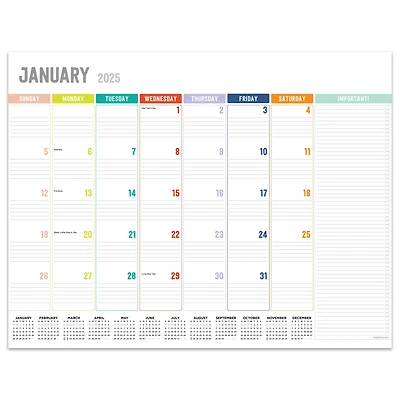 TF Publishing Large 2025 Rainbow Blocks Monthly Blotter Desk Pad Calendar