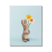 Stupell Industries Spring Bunny Floral Daffodils Canvas Wall Art
