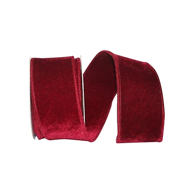 JAM Paper 2.5" x 5yd. Burgundy 2-Sided Wired Plush Velvet Ribbon