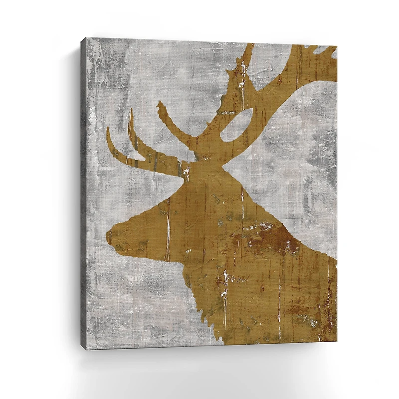 Rustic Lodge Animals Deer On Grey Canvas Giclee