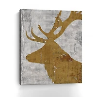 Rustic Lodge Animals Deer On Grey Canvas Giclee