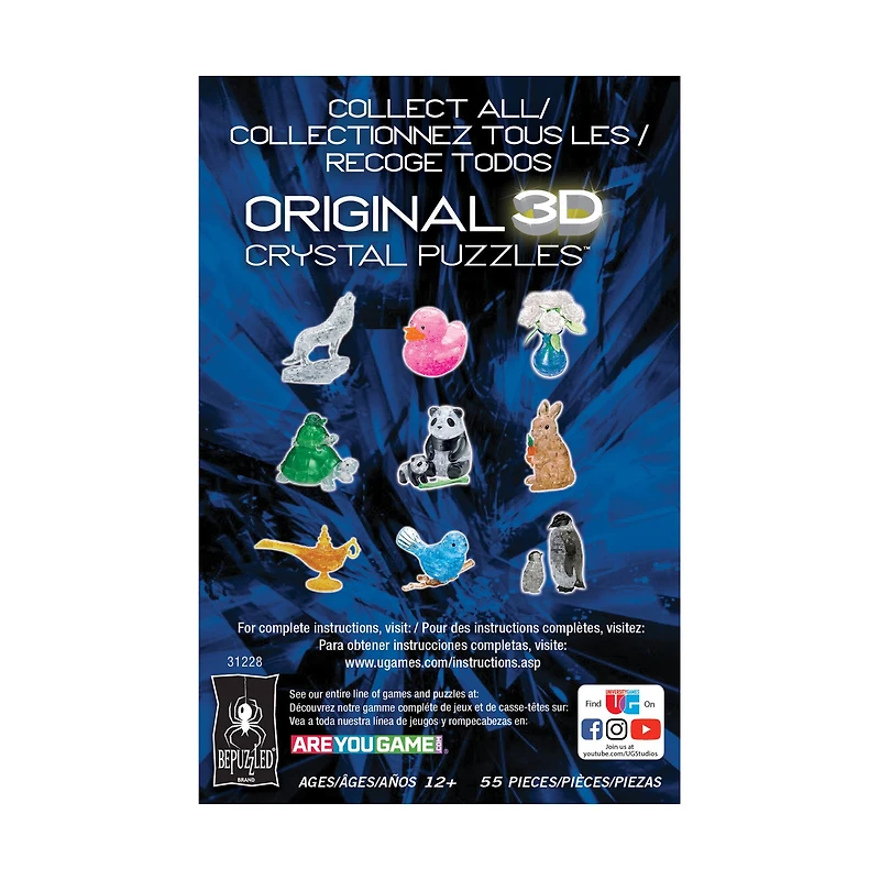 3D Crystal Puzzle - Hedgehog (Pink): 55 Pcs