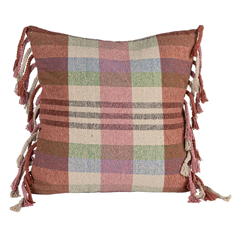 Hello Honey® Highland Hearth Woven Plaid Pillow with Braided Fringe