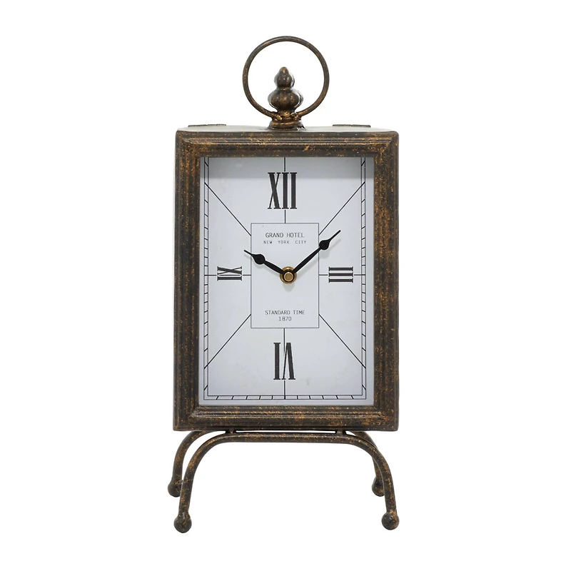 Brass Metal Rustic Clock, 14" x 8" x 4"