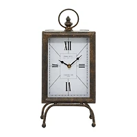 Brass Metal Rustic Clock, 14" x 8" x 4"