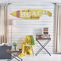 Welcome to the Beach House Shark Bite Wood Surfboard Wall Sign - 60"x15"
