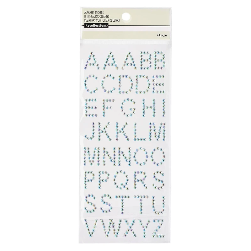 12 Packs: 40 ct. (480 total) Iridescent Rhinestone Alphabet Stickers by Recollections™