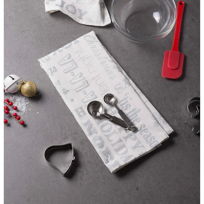 DII® Silver Christmas Collage Dishtowel Set