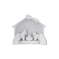 Hello Honey® 5.5" White Stoneware Nativity Set in Reactive Glaze