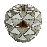 Set of 3 Silver Polystone Contemporary Fruit Sculpture, 4.5", 6.25", 10.5"