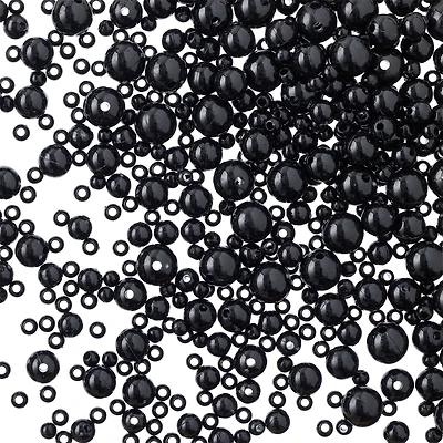 2.5oz. Jet Black Plastic Pearl Bead Mix by Bead Landing™