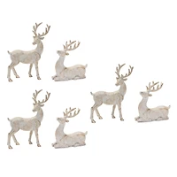 Brushed Gold Holiday Deer Figurine, 3 Packs of 2