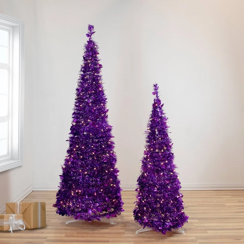 4ft. Pre-Lit Tinsel Pop-Up Artificial Christmas Tree