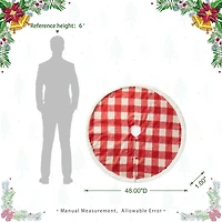Glitzhome® 4ft. Red & White Plaid Reversible Sherpa & Flannel Christmas Tree Skirt