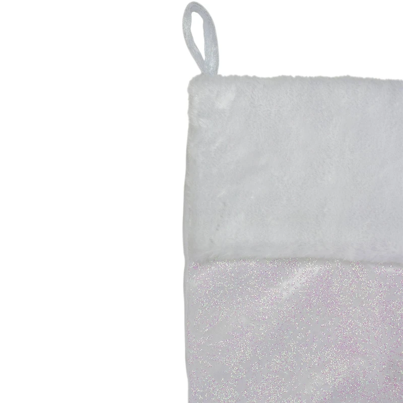 20.5" Iridescent Glitter Snowflake Stocking