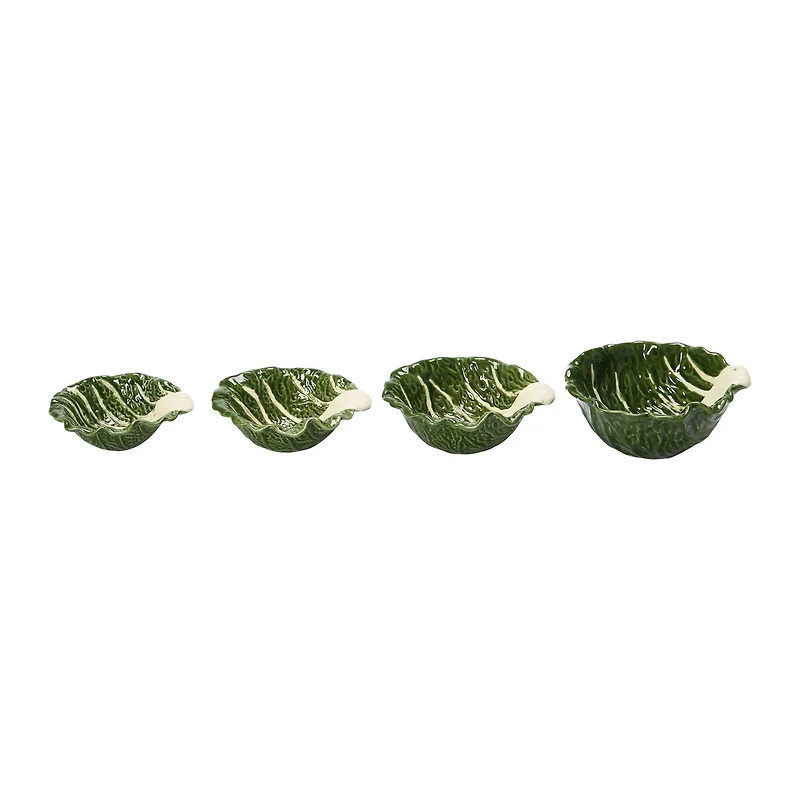 Hello Honey® Green Hand-Painted Cabbage Shaped Stoneware Bowls, 4ct.