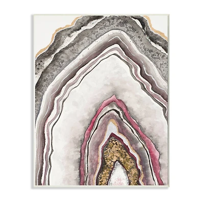 Stupell Industries Pink Neutral Geode Rock Wooden Wall Plaque