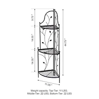Glitzhome® 3-Tier Black Metal Corner Plant Stand
