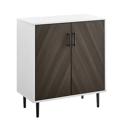 Walker Edison Ash Brown Bookmatch/White Accent Cabinet