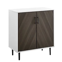 Walker Edison Ash Brown Bookmatch/White Accent Cabinet
