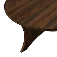 36" Dark Walnut Mid Century 3-Leg Round Coffee Table