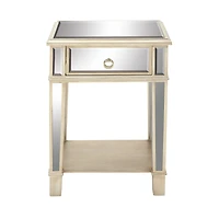 27" Beige Chinese Fir Glam Accent Table