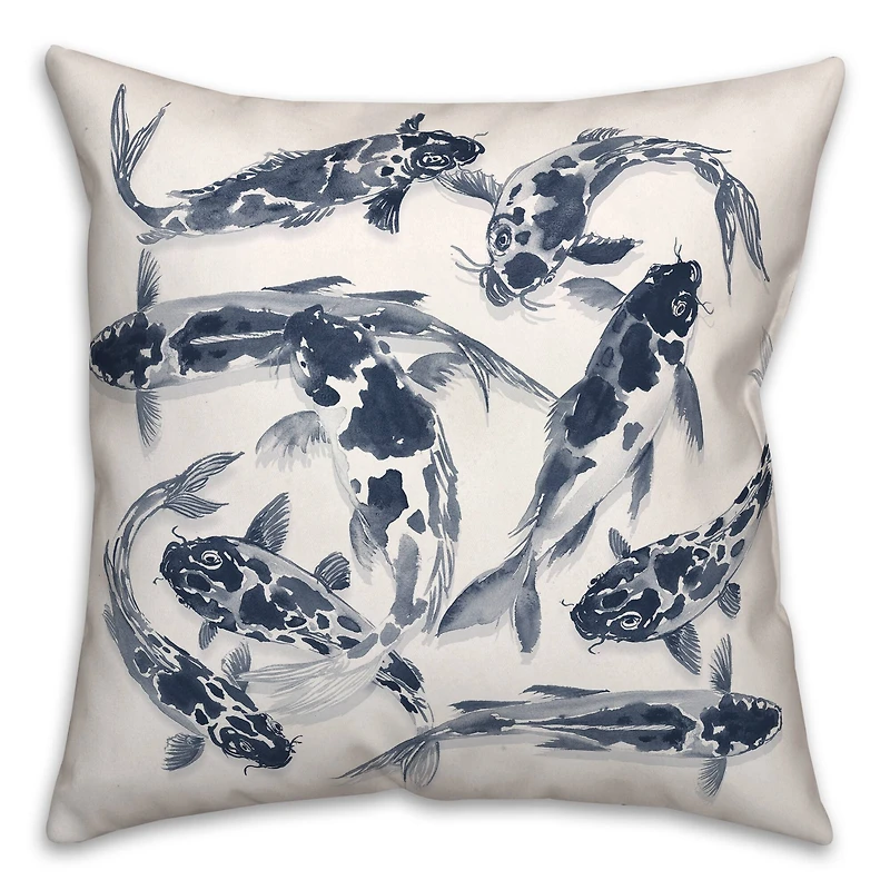 Navy Koi Throw Pillow