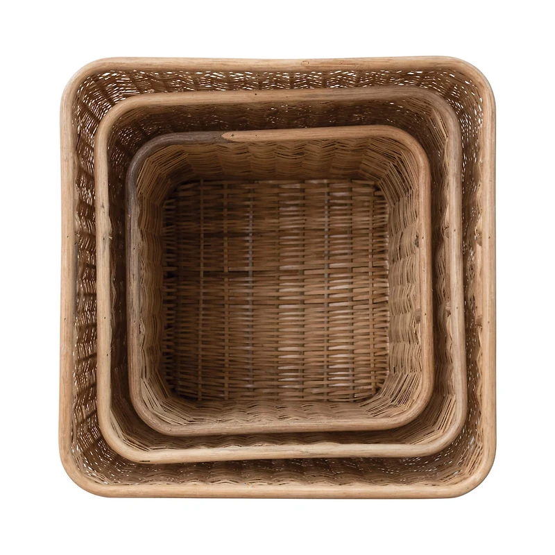 Hello Honey® Natural Handmade Palm & Rattan Basket Storage Set with Handles