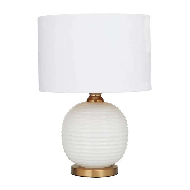 White Glass Modern Accent Lamp, 13" x 13" x 19"