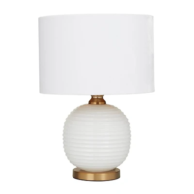White Glass Modern Accent Lamp, 13" x 13" x 19"