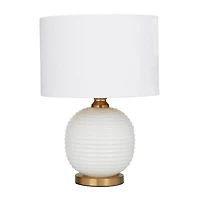 White Glass Modern Accent Lamp, 13" x 13" x 19"