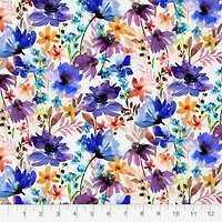 Fabric Editions White Bellino Garden Cotton Fabric