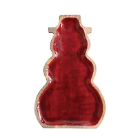 Hello Honey® 16" Red Enameled Mango Wood Snowman Shaped Tray