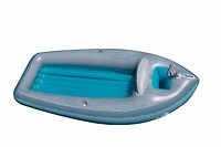 9ft. Inflatable Gray & Blue Classic Boat Cruiser Pool Float with Cooler