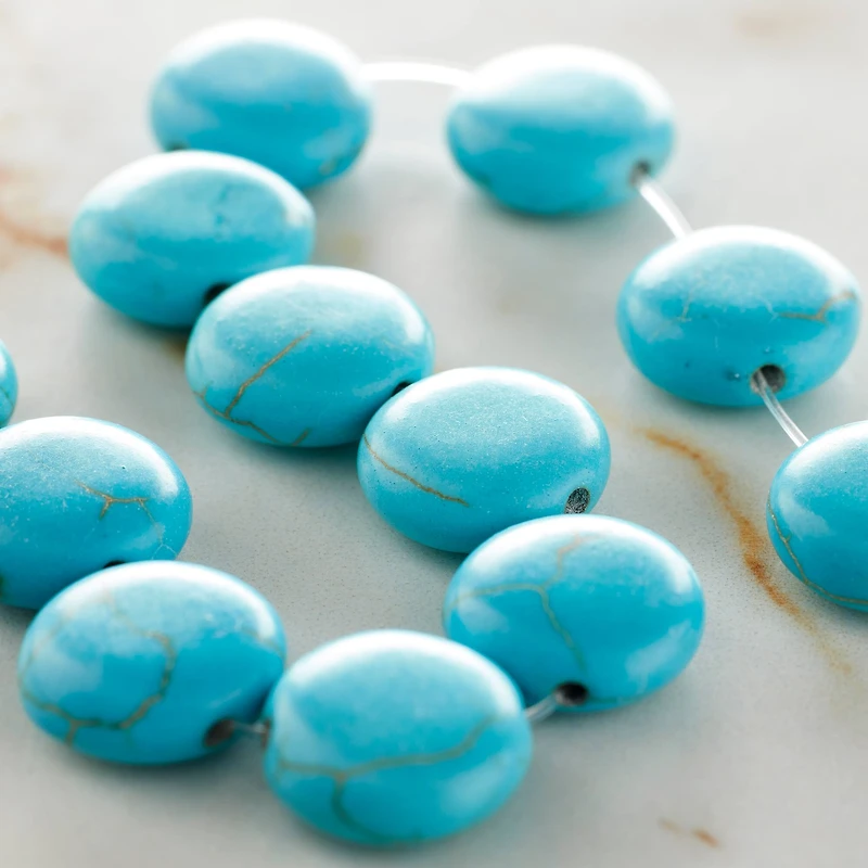 Turquoise Dyed Howlite Lentil Beads, 12mm by Bead Landing™
