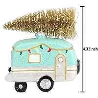 4" Travel Trailer with Tree Glass Ornament by Ashland®