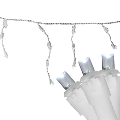 100ct. LED Wide Angle Icicle Christmas Lights With White Wire