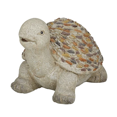 14" Gray Stone Farmhouse Turtle Garden Sculpture