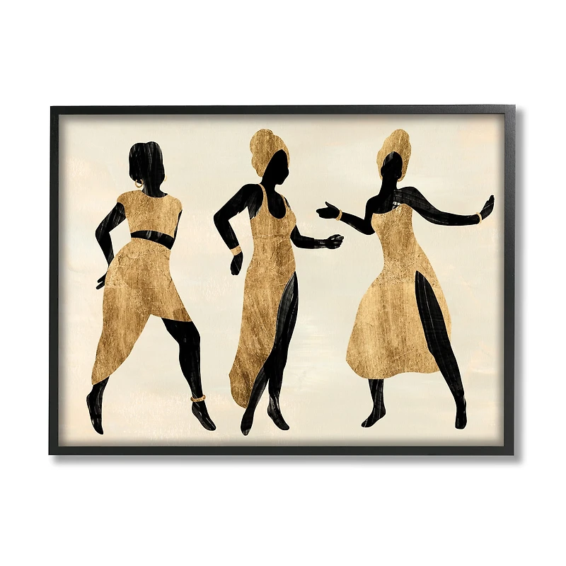 Stupell Industries Powerful Women Dancing African Glam Fashion Black Beige in Black Frame Wall Art