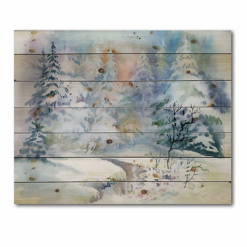 Designart - Winter Landscape With Snowy River I