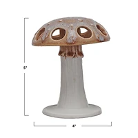 Hello Honey® 5" Brown & White Mushroom Motif Stoneware Toothbrush Holder