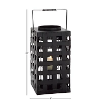 20" Black Iron Industrial Candle Holder Lantern