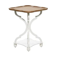 25" White Farmhouse Wood Accent Table
