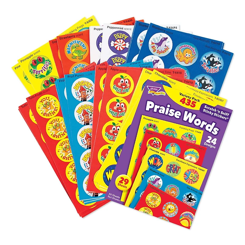 Trend Enterprises® Praise Words Scratch 'n Sniff Stinky Stickers® Variety Pack