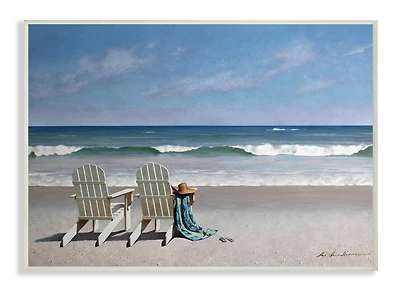 Stupell Industries Adirondack Chairs on the Beach Wooden Wall Plaque