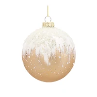 6ct. Gold & White Snowy Glass Ornament Set